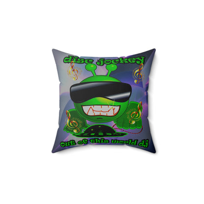 disc jockey - Spun Polyester Square Pillow - (grey-pink wave)