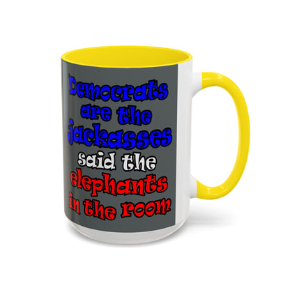 donkeys and elephants - Accent Mug (dark grey)
