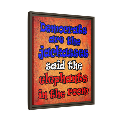 donkeys and elephants - framed canvas art (burnt orange)