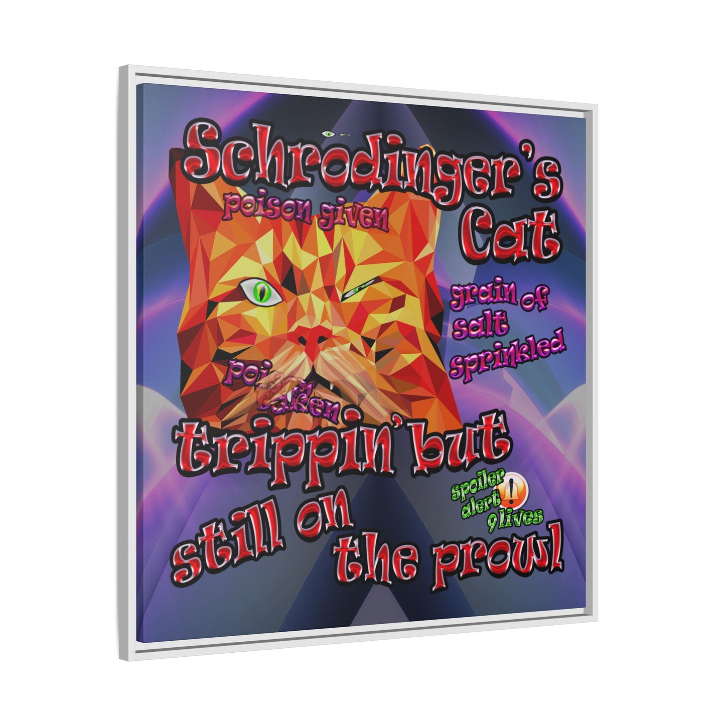 schrodinger's cat - framed canvas art (grey-pink wave)