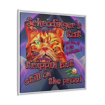 schrodinger's cat - framed canvas art (grey-pink wave)