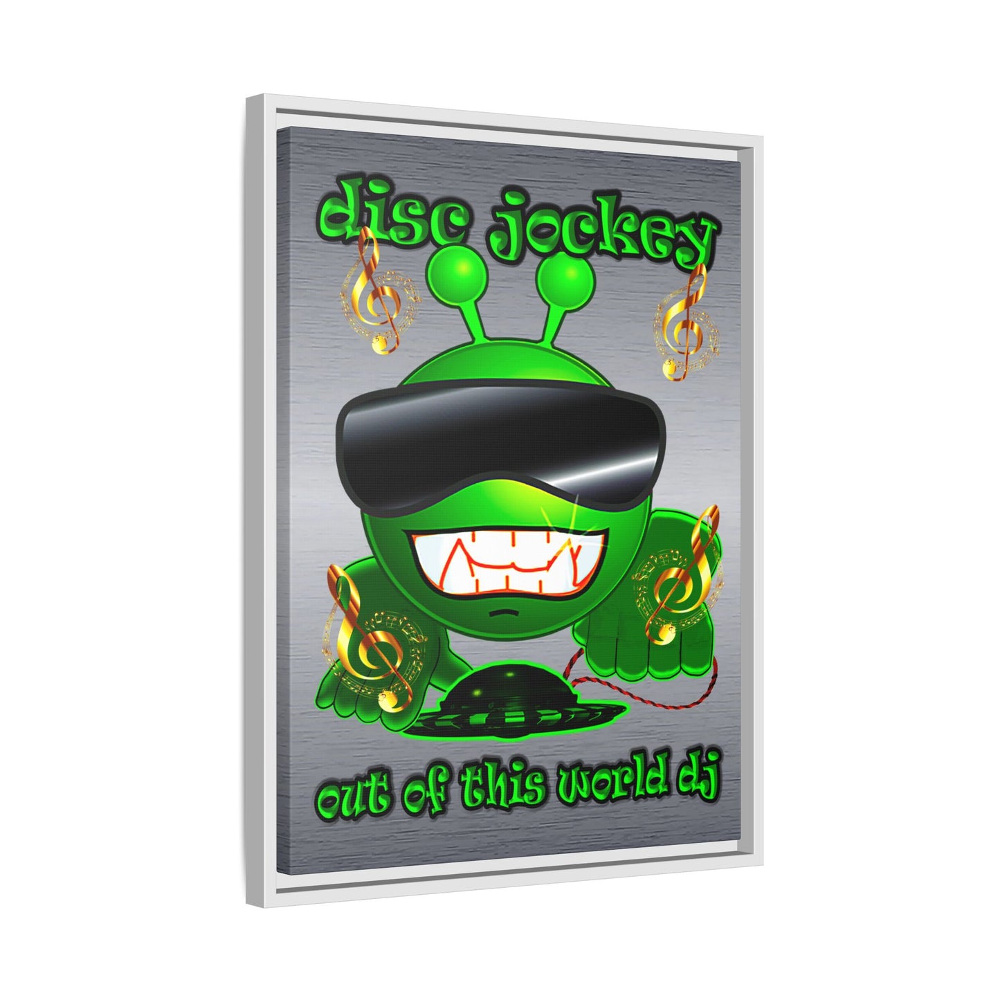 disc jockey - framed canvas art (brushed nickel)
