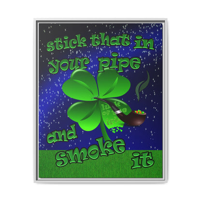 stick that in your pipe and smoke it - framed canvas art ('snoops' background)