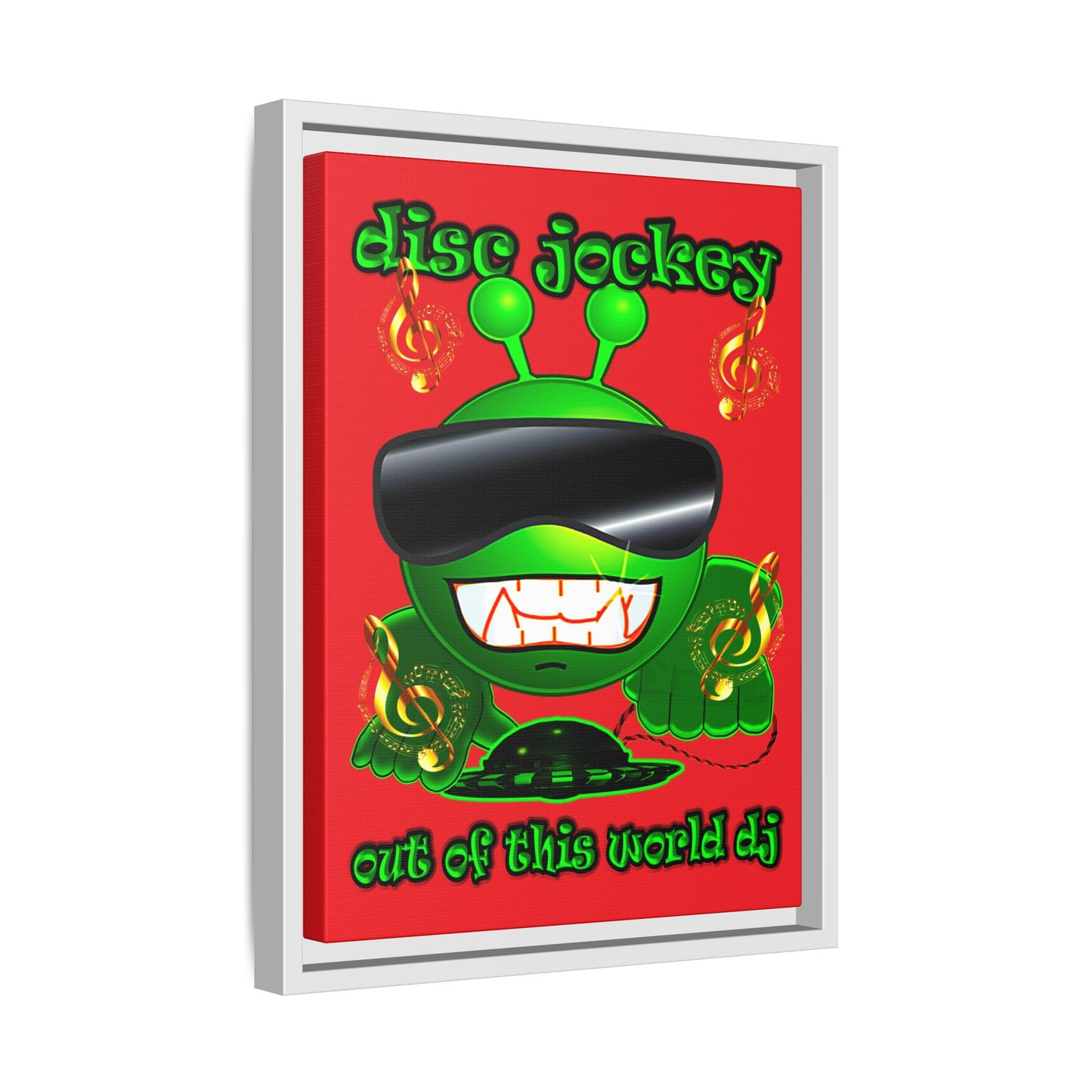 disc jockey - framed canvas art (red)