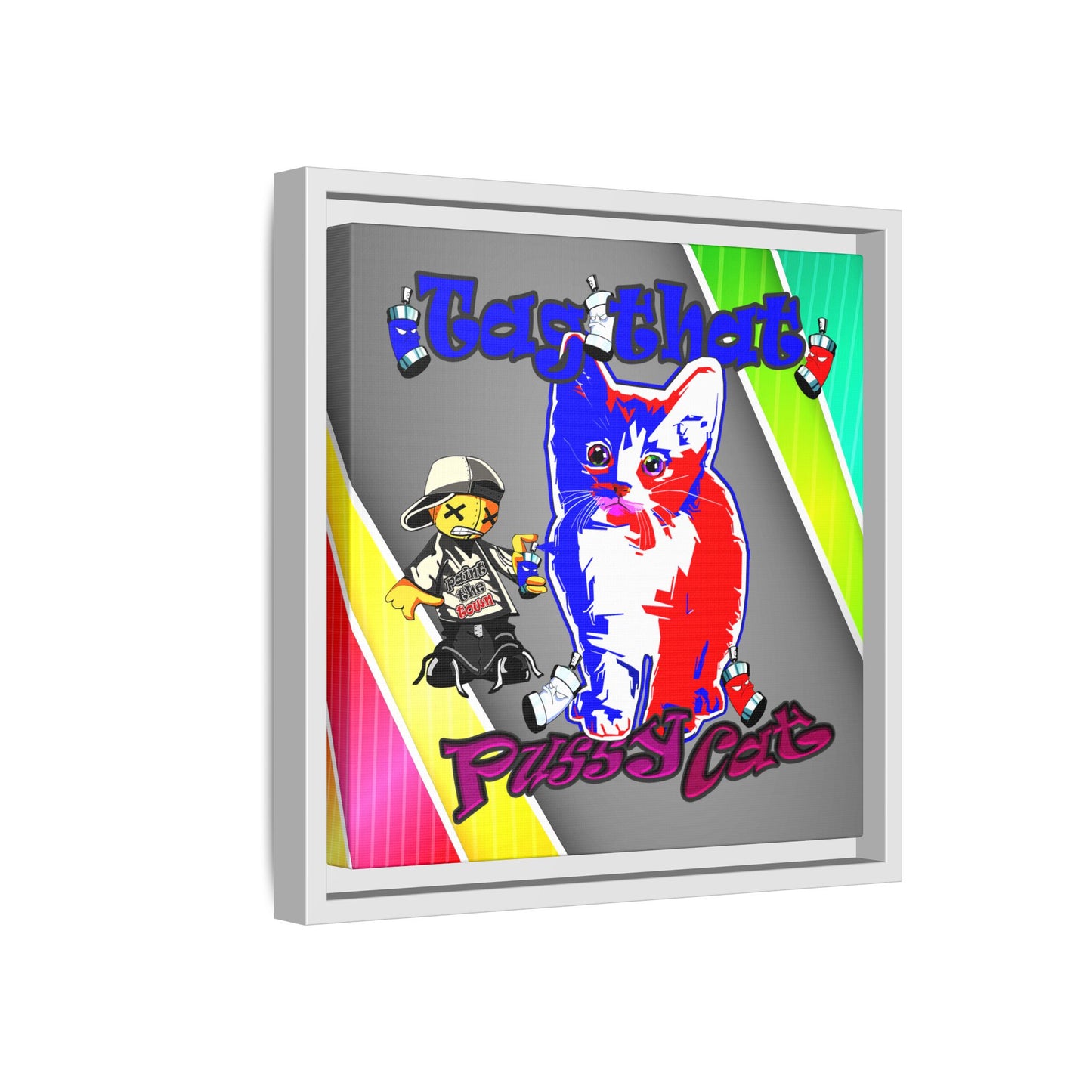 tag that - framed canvas art (rainbow split)