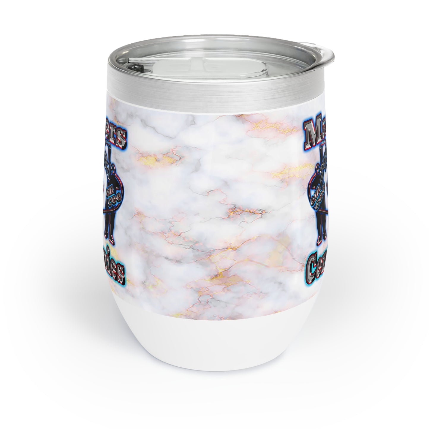 em cee squared - Chill Wine Tumbler (white marble)