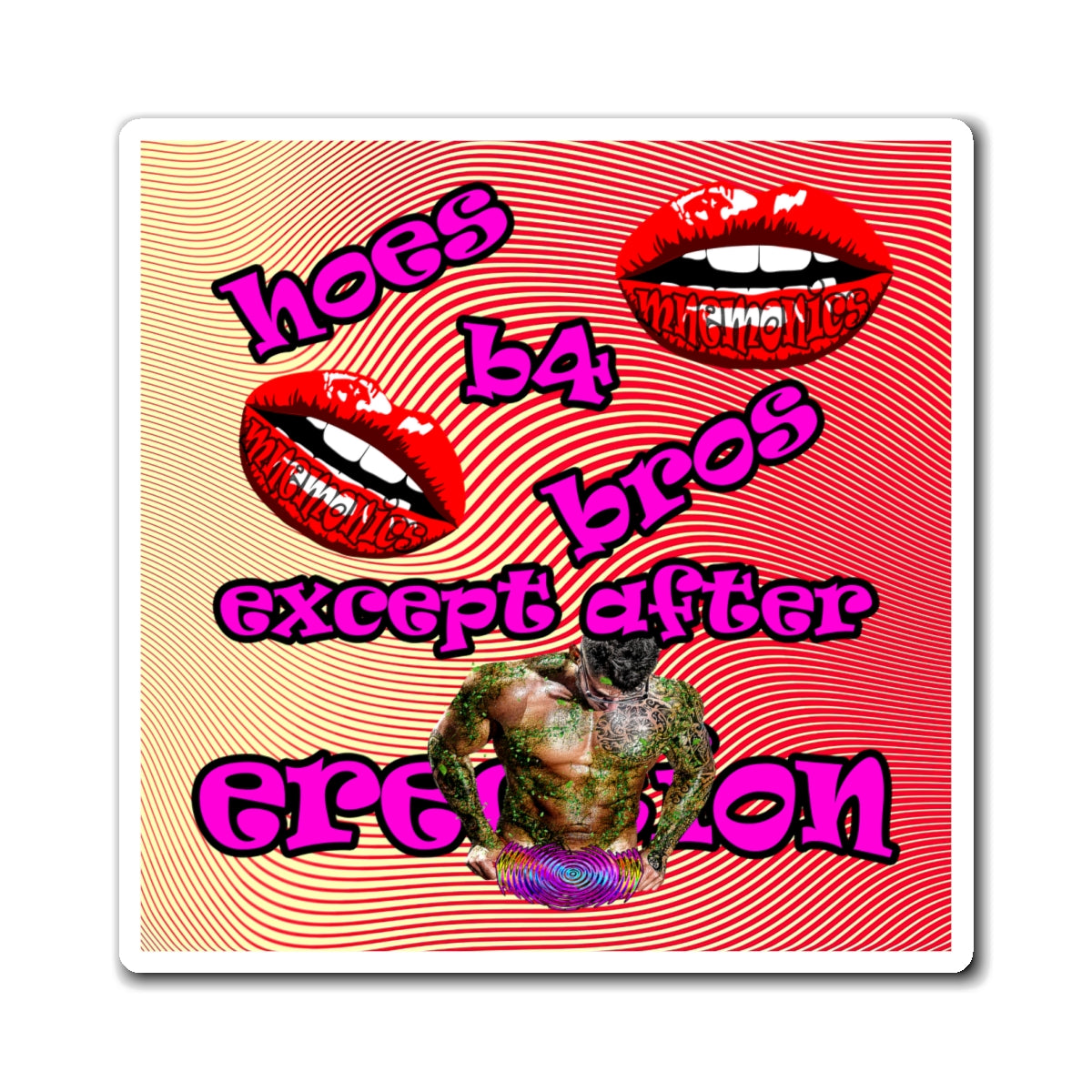 hoes b4 bros - Magnets - (yellow-orange wave)
