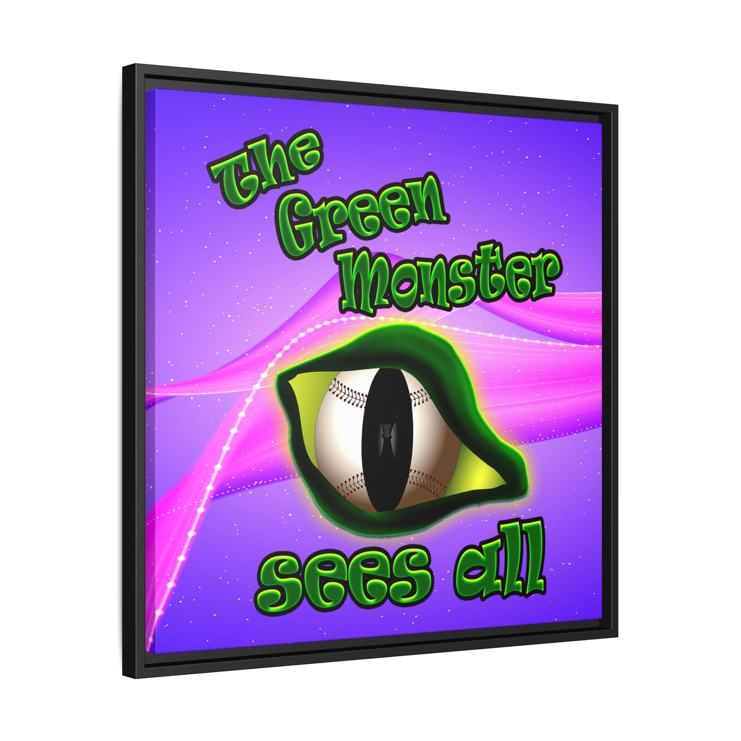 green monster - framed canvas art (purple-pink wave)