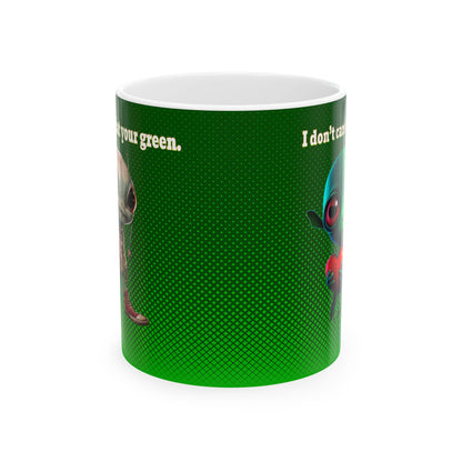 I don't care that your grey - White Mug (logo green)