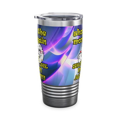 shoot the moon again - Ringneck Tumbler, 20oz (grey-pink wave)