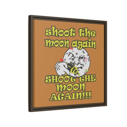 shoot the moon again - framed canvas art (light brown)