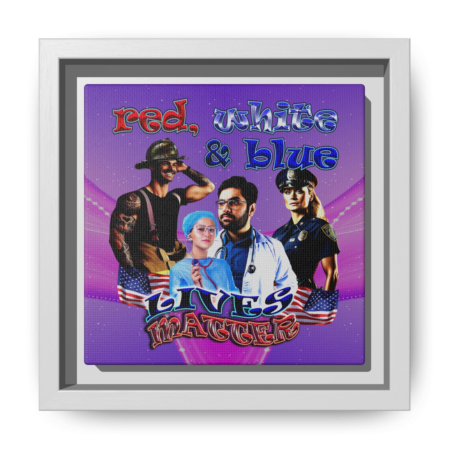 rw&b lives matter - framed canvas art (purple-pink wave)