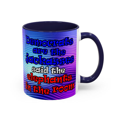 donkeys and elephants - Accent Mug (purple wave)