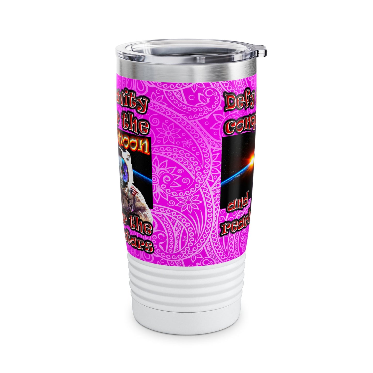 defy conquer reach - Ringneck Tumbler, 20oz (pink swirl)