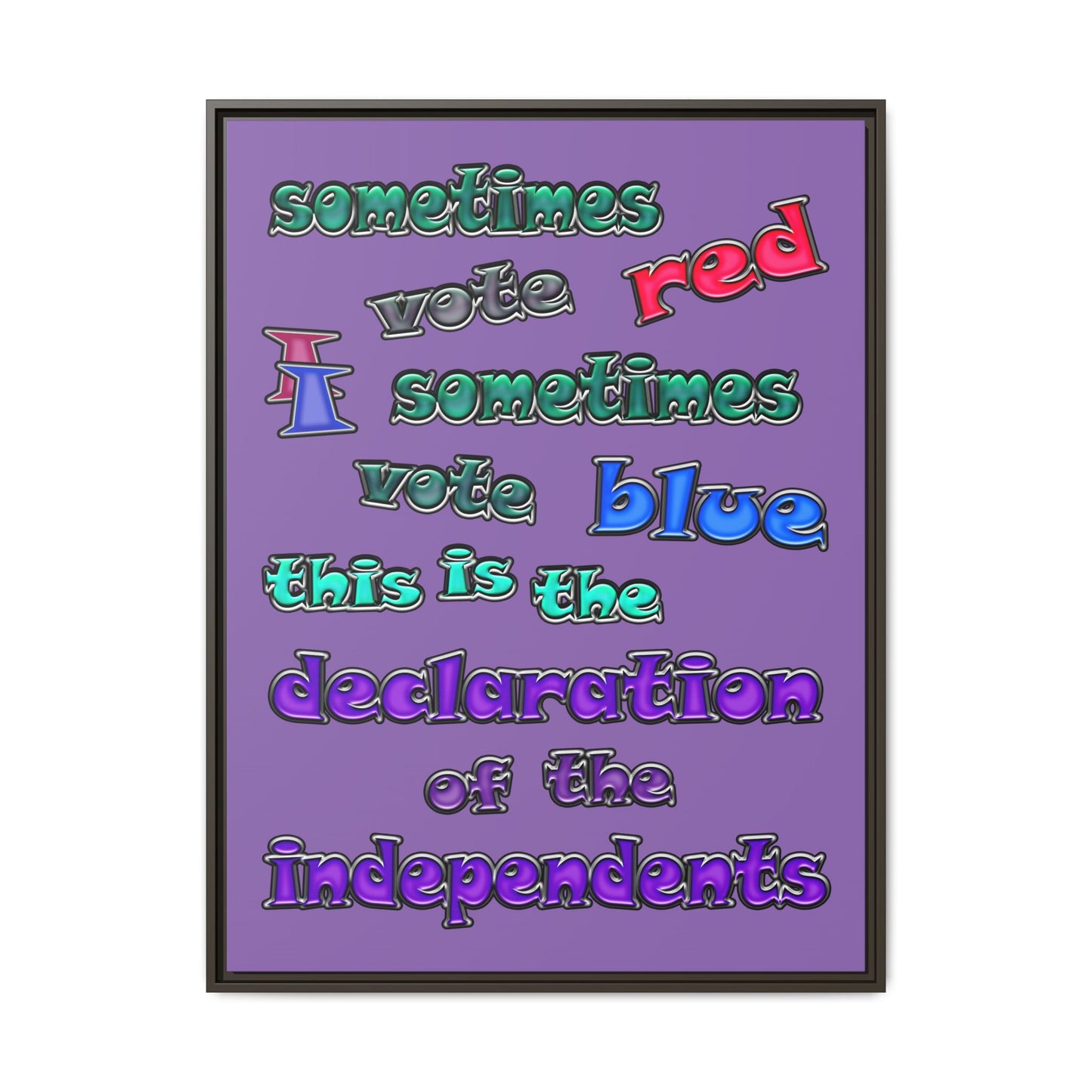 declaration of the independents - framed canvas art (light purple)