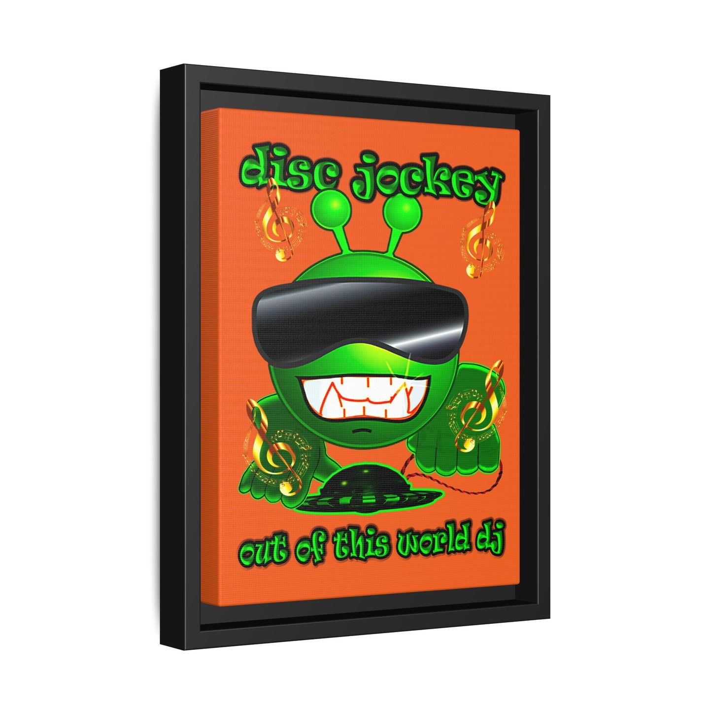disc jockey - framed canvas art (orange)