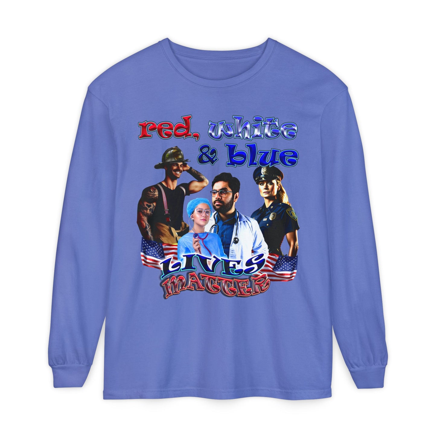 rw&b lives matter - Unisex Garment-dyed Long Sleeve T-Shirt