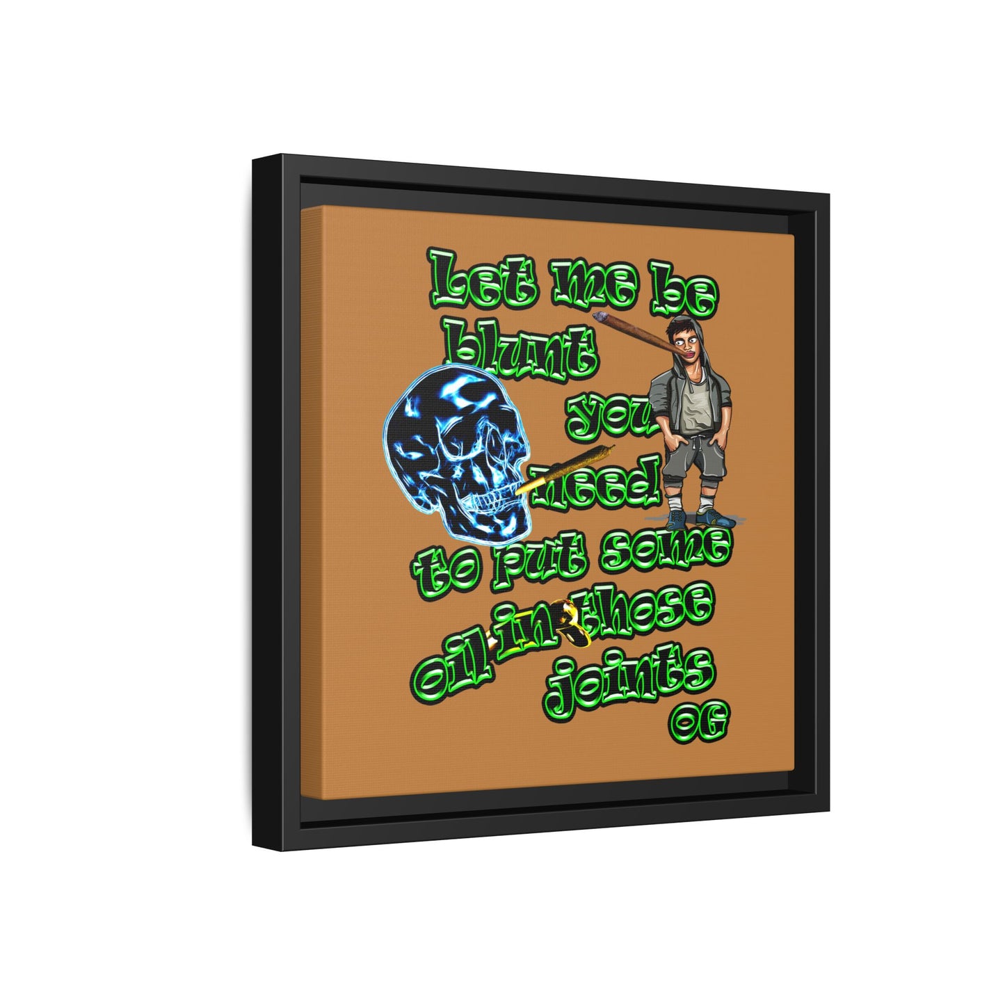 og - framed canvas art (light brown)