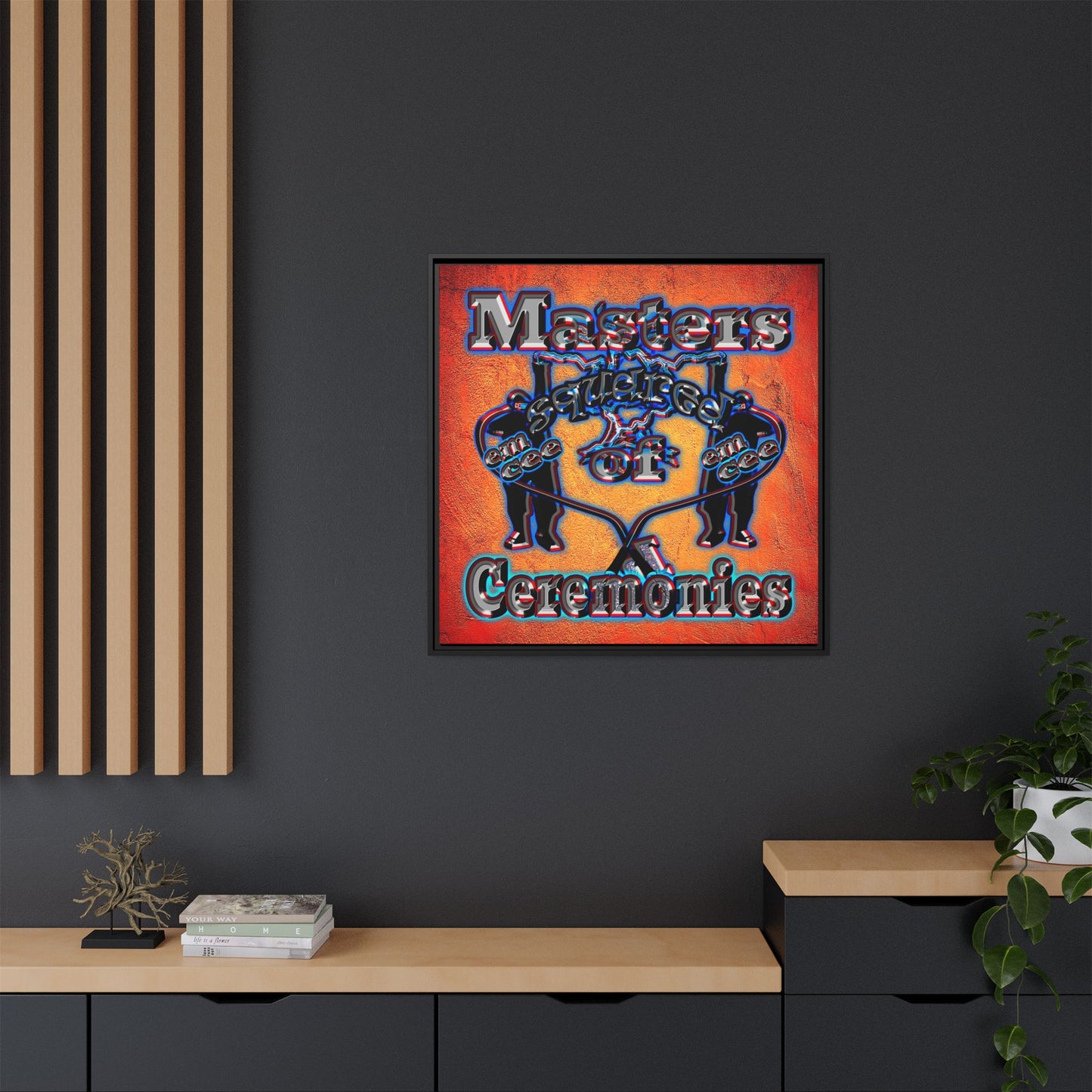 em cee squared - framed canvas art (burnt orange)