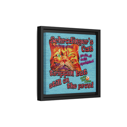 schrodinger's cat - framed canvas art (faded blue)