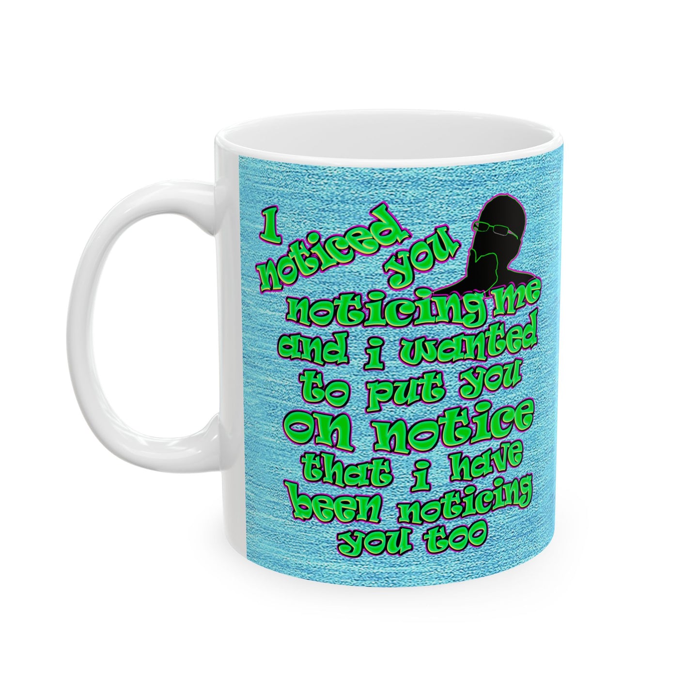 noticed you noticing - White Mug (faded dark blue)