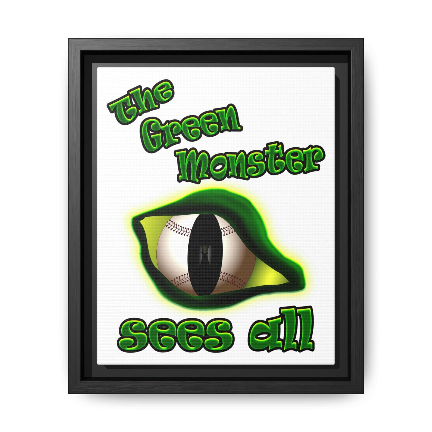 green monster - framed canvas art (white)