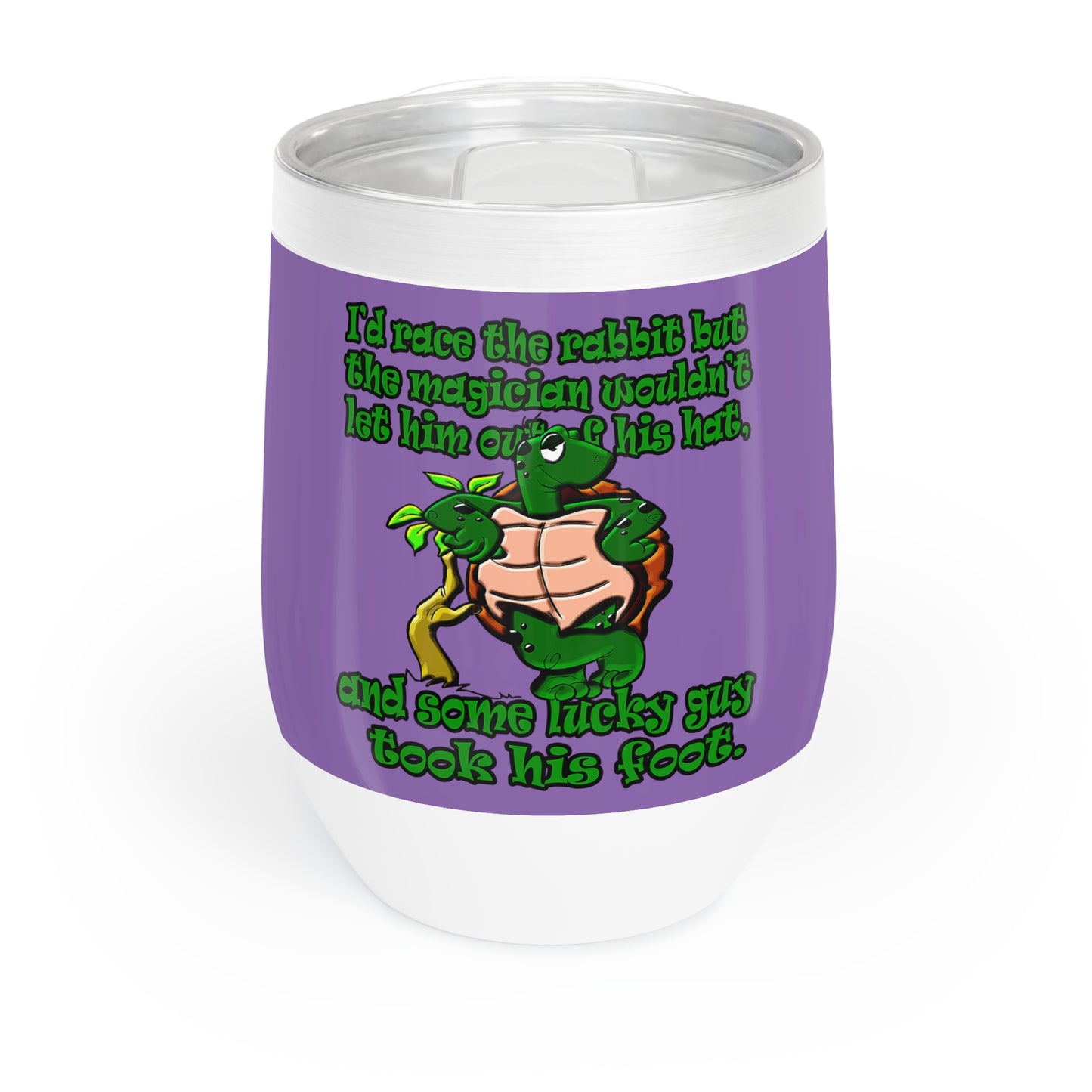 turtle race - Chill Wine Tumbler (light purple)
