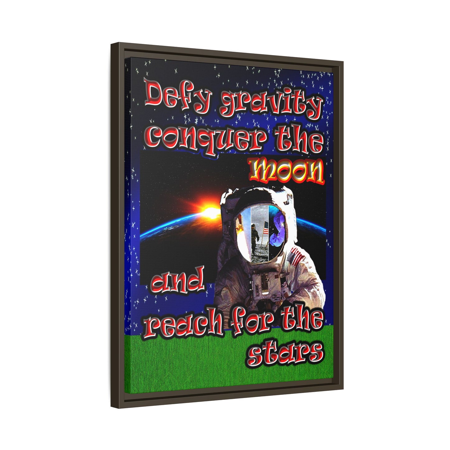 defy conquer reach - framed canvas art ('snoops' background)