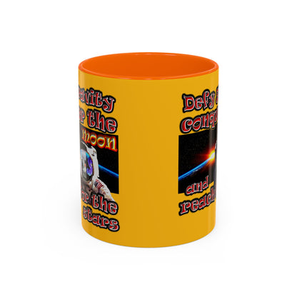 defy conquer reach - Accent Mug (yellow)