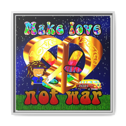 love peace - framed canvas art ('snoops' background)