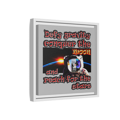 defy conquer reach - framed canvas art (light grey)