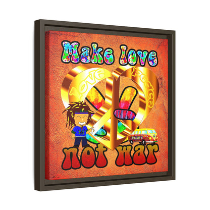love peace - framed canvas art (burnt orange)