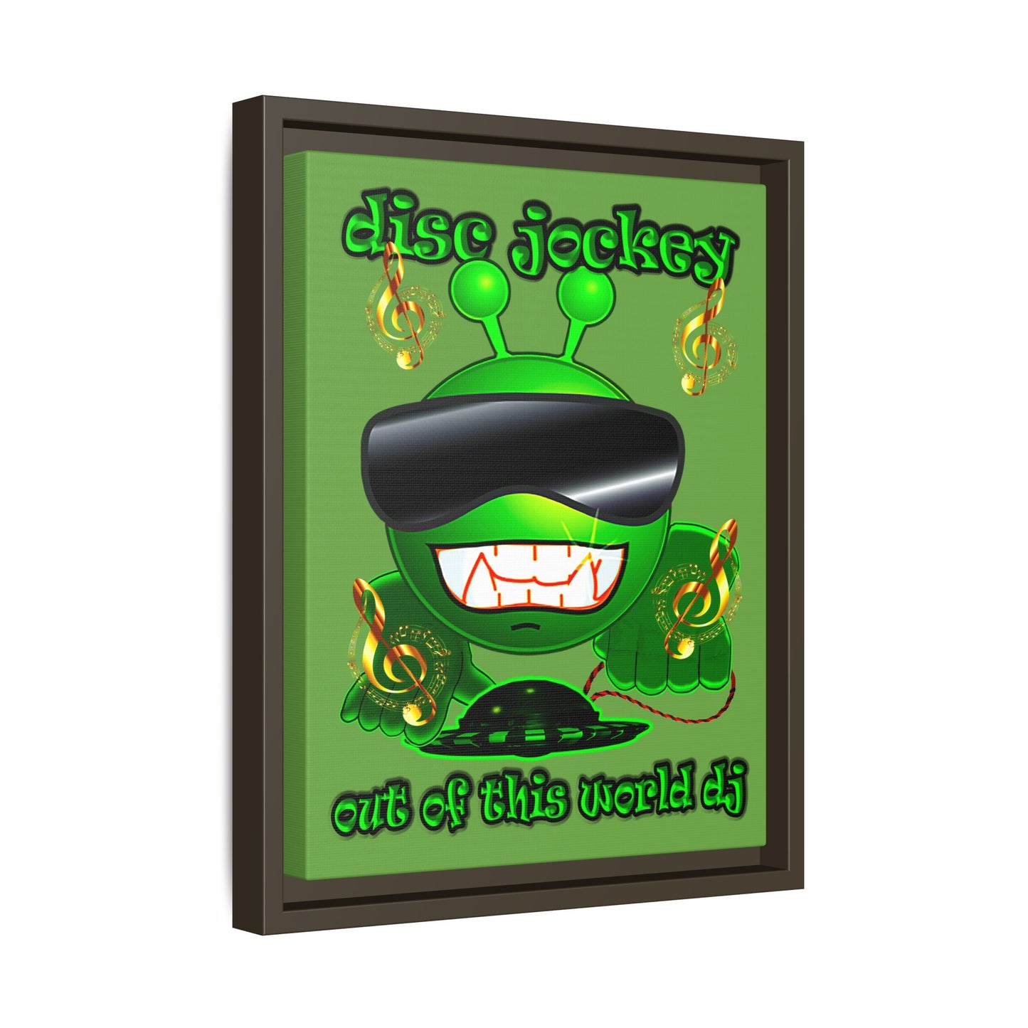 disc jockey - framed canvas art (green)