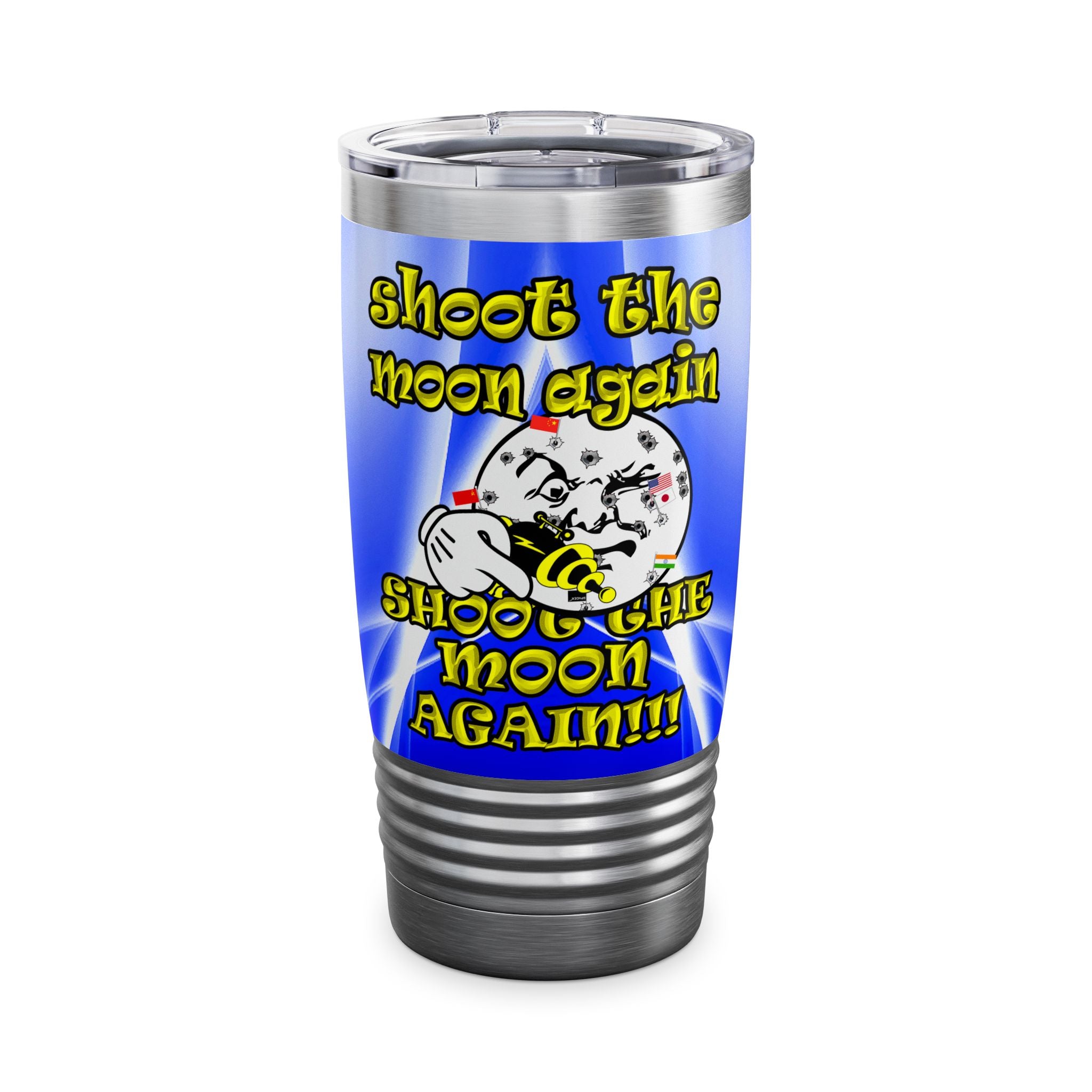 shoot the moon again - Ringneck Tumbler, 20oz (blue-white wave)