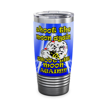 shoot the moon again - Ringneck Tumbler, 20oz (blue-white wave)