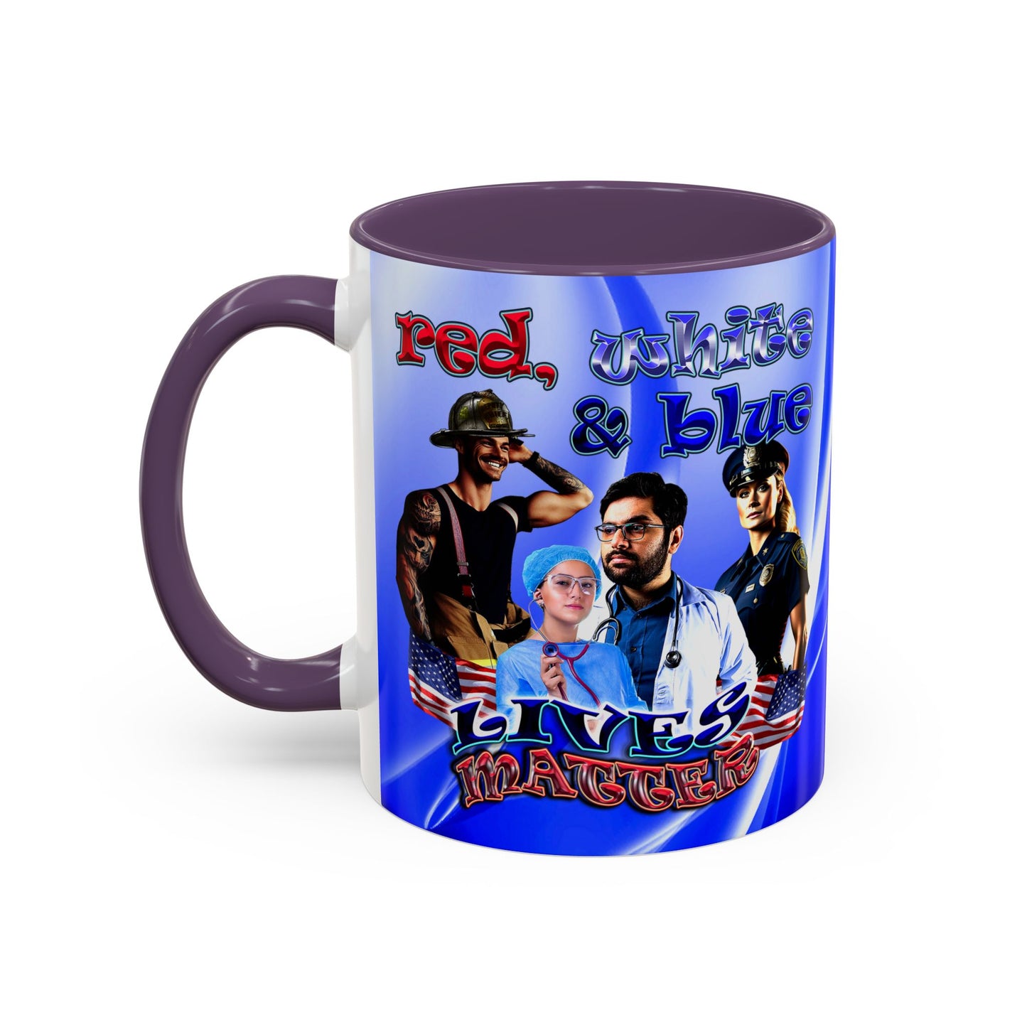 rw&b lives matter - Accent Mug (blue-white wave)