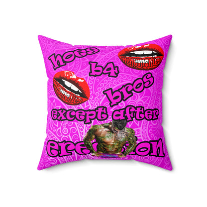 hoes b4 bros - Spun Polyester Square Pillow - (pink swirl)