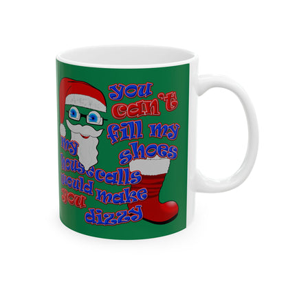 santa's shoes - White Mug (dark green)