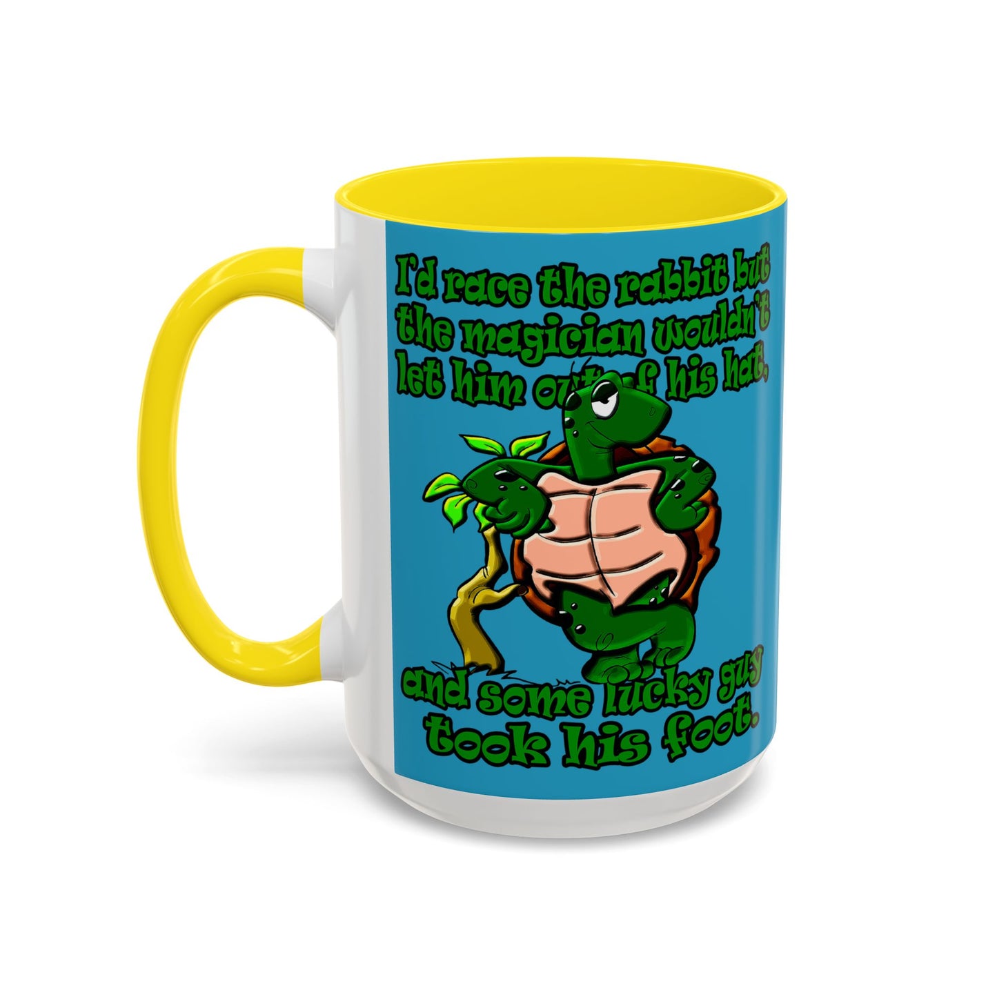 turtle race - Accent Mug (turquoise)