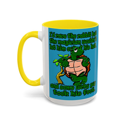 turtle race - Accent Mug (turquoise)