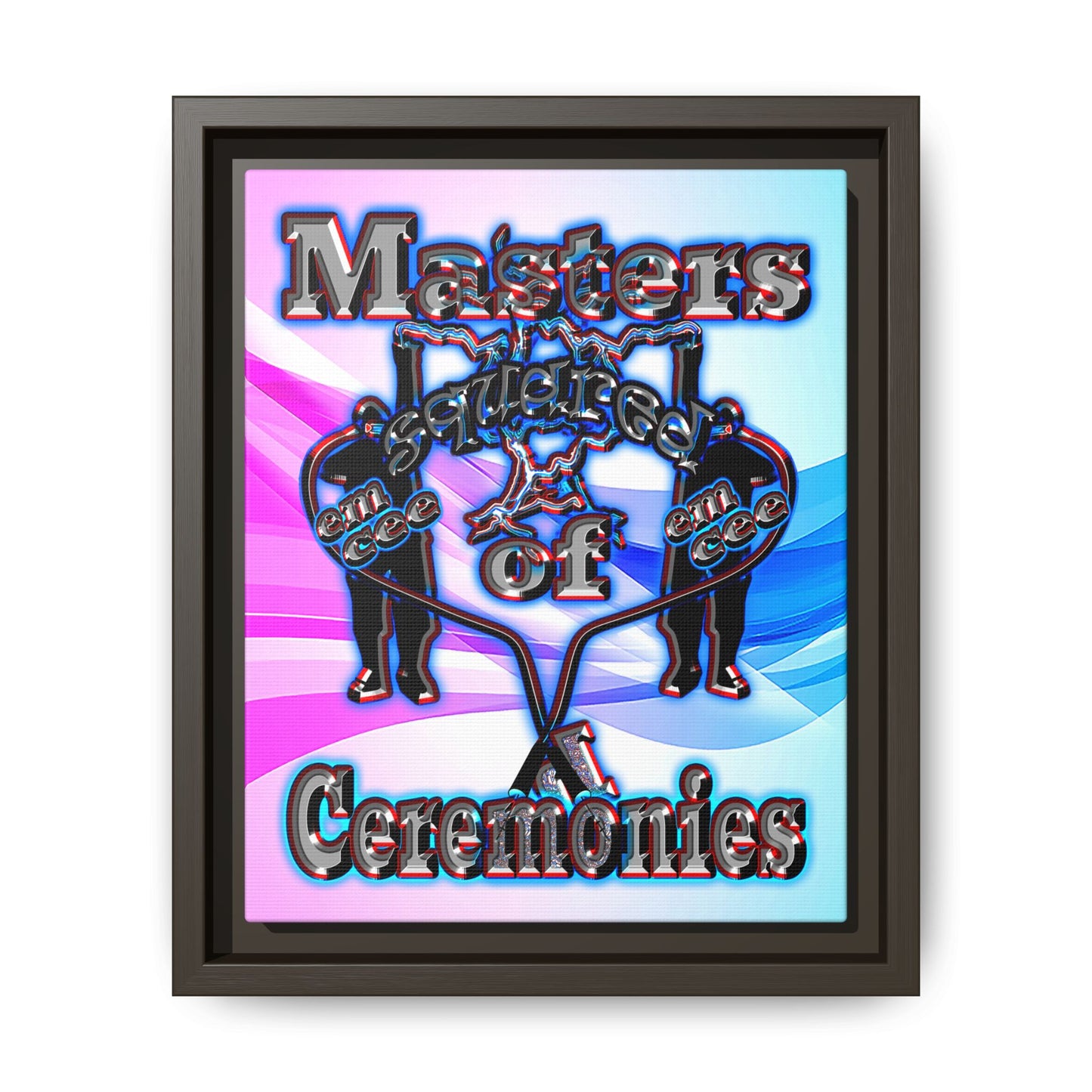 em cee squared - framed canvas art (light blue-pink wave)