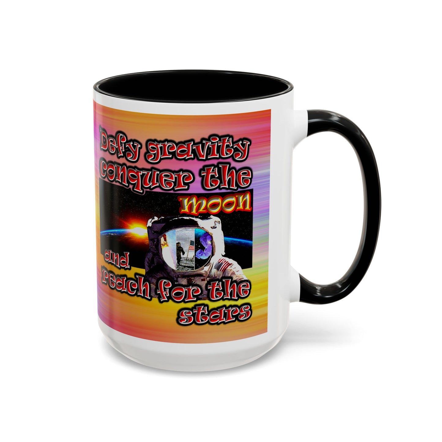 defy conquer reach - Accent Mug (color blur)