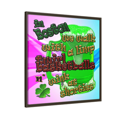 celtics logo - framed canvas art (light blue-pink wave)