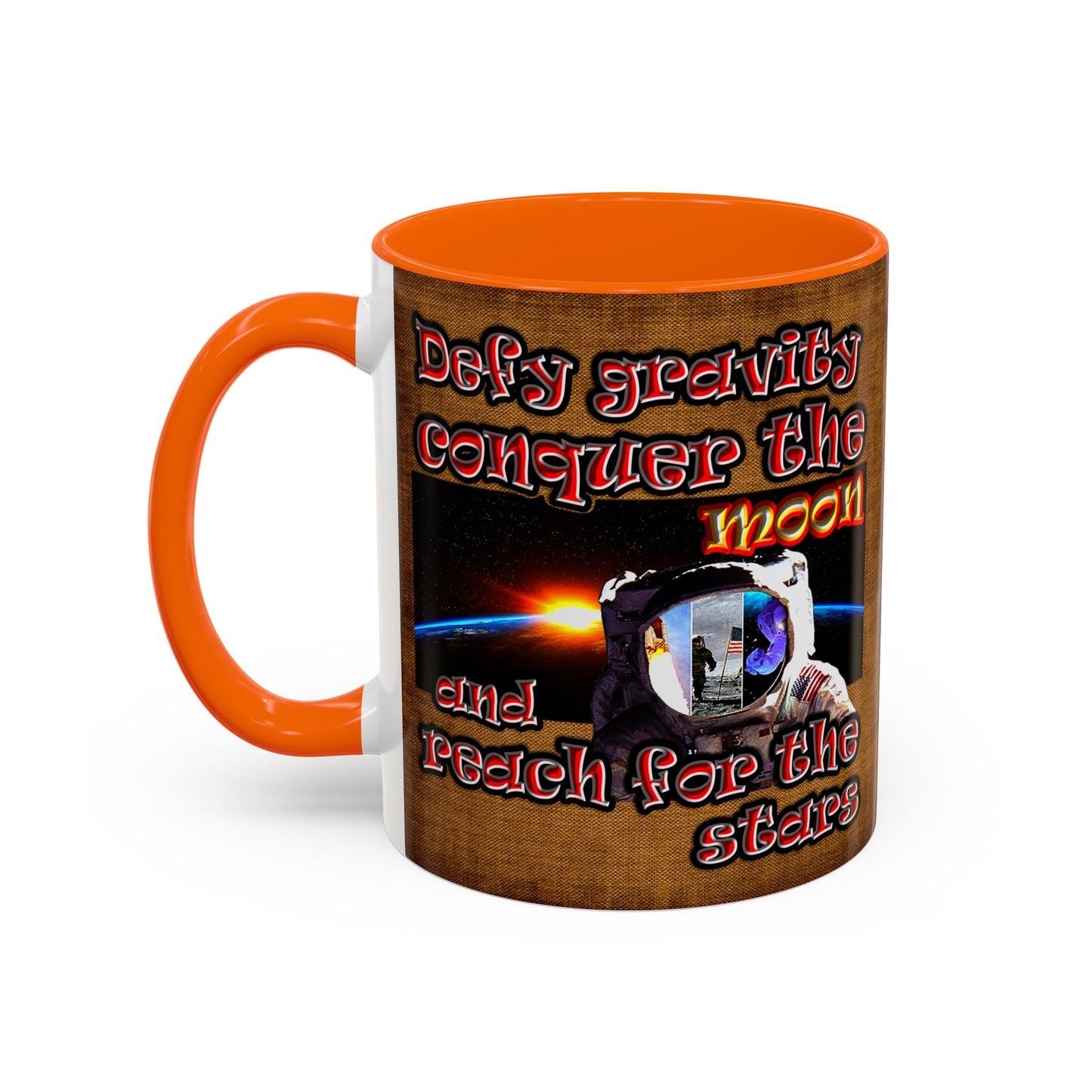 defy conquer reach - Accent Mug (brown papyrus)