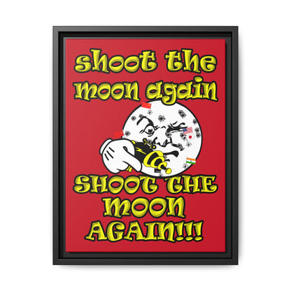shoot the moon again - framed canvas art (dark red)