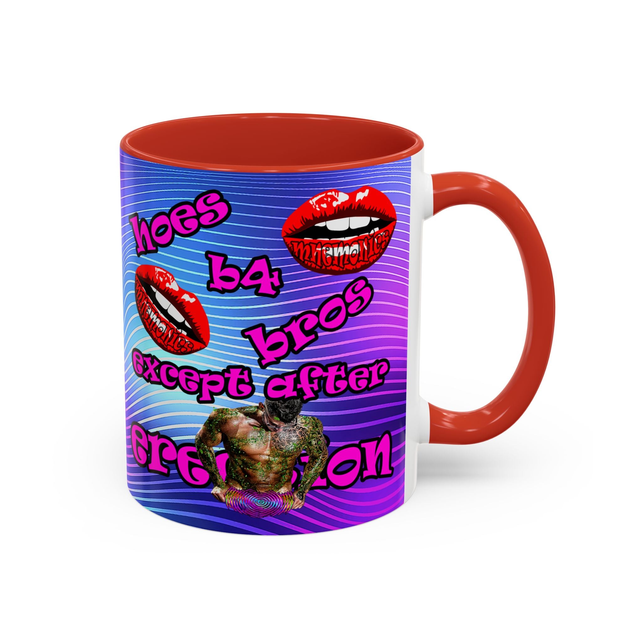 hoes b4 bros - Accent Mug (purple wave)
