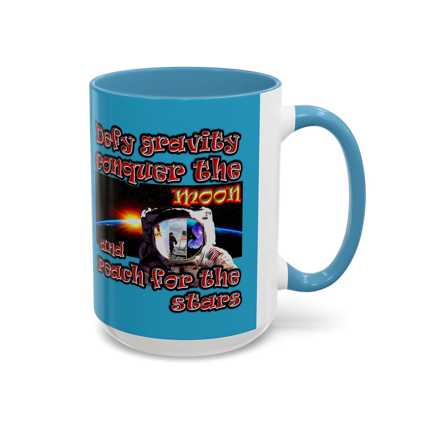 defy conquer reach - Accent Mug (turquoise)