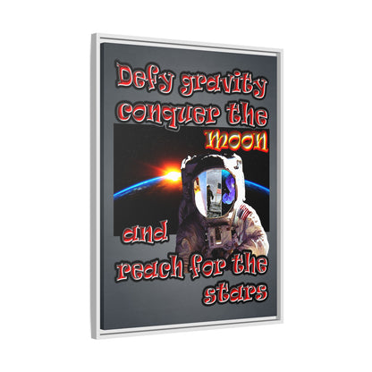 defy conquer reach - framed canvas art (grey-light grey)