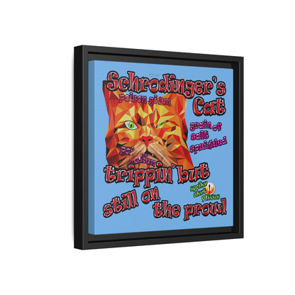 schrodinger's cat - framed canvas art (light blue)