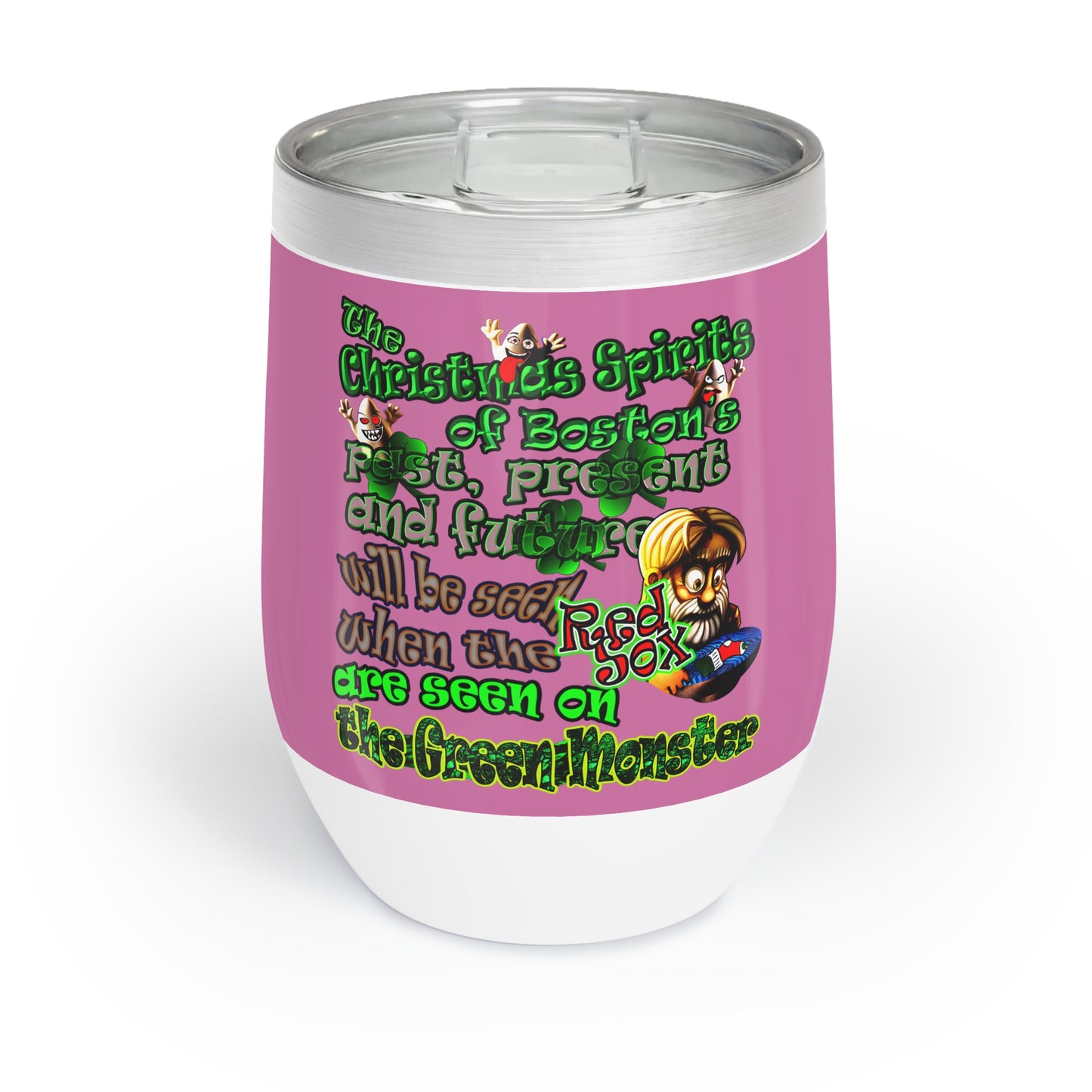 christmas spirits of boston - Chill Wine Tumbler (light pink)